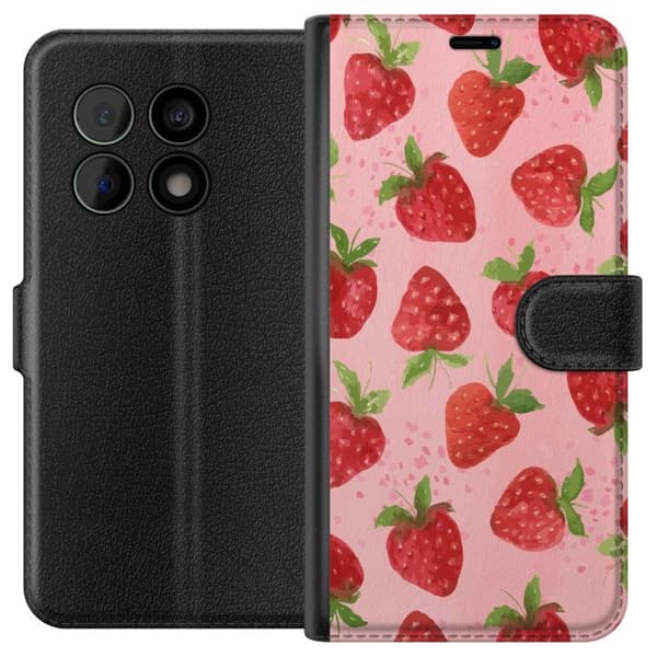 OnePlus 10 Pro Lommeboketui Jordbærdrømmer - Retro-stil jordbærmønster