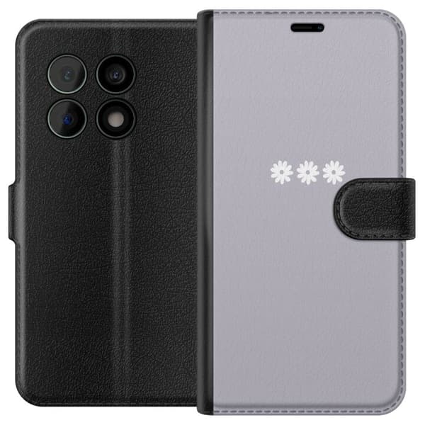 OnePlus 10 Pro Tegnebogsetui Lilla Blomminimalisme - stilfuldt blomstermotiv på lilla baggrund