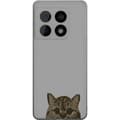 Miniatyrbild 1 av 3: OnePlus 10 Pro Genomskinligt Skal Grå Kattblick – stilren kattdesign med grå bakgrund