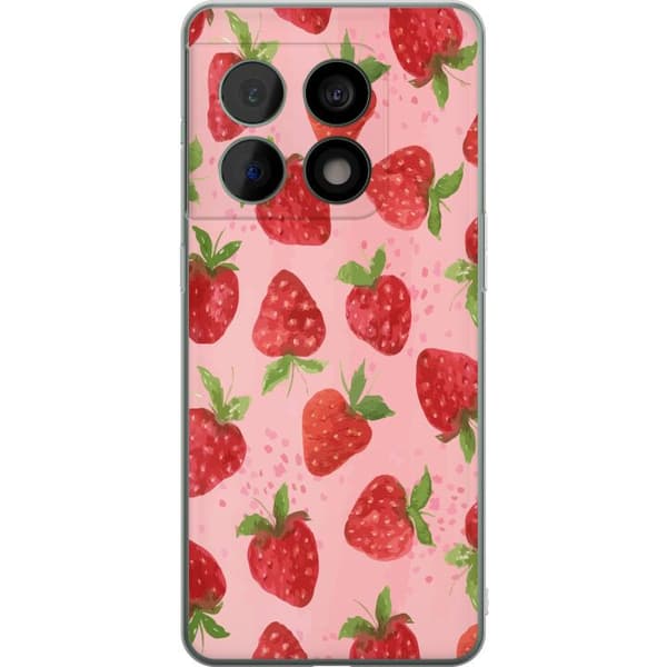 OnePlus 10 Pro Genomskinligt Skal Strawberry Dreams – jordgubbsmönster i retrostil