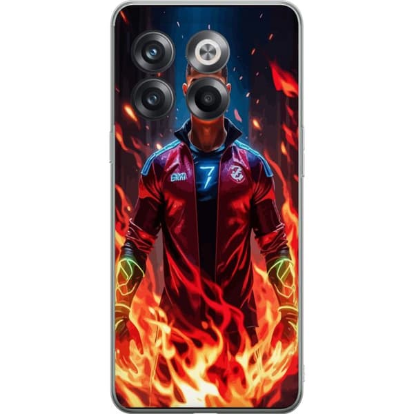 OnePlus 10T Gjennomsiktig deksel Ronaldo Inferno - fotballhelt i flammer