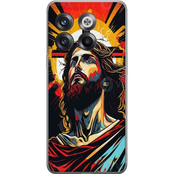 OnePlus 10T Gennemsigtig cover Jesus & Kort - religiøst motiv med dyb symbolik