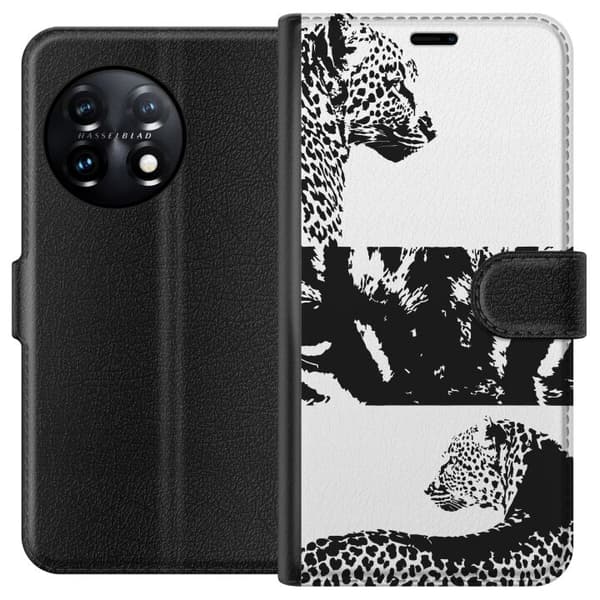 OnePlus 11R Plånboksfodral Leopard Faces – trendigt mönster med leopardansikten