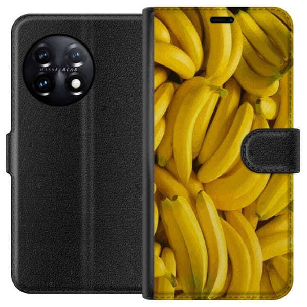 OnePlus 11R Plånboksfodral Banana Pattern – lekfullt mönster med gula bananer