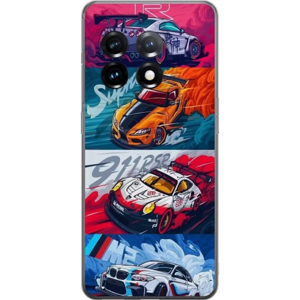 OnePlus 11R Gennemsigtig cover Hurtige Biler - Tegnet Mønster med Action