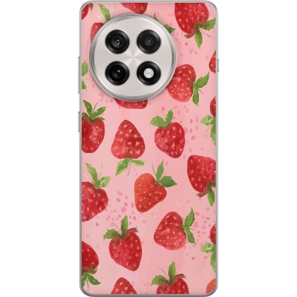 OnePlus 13R Gennemsigtig cover Jordbærdrømme - Retro-stil jordbærmønster