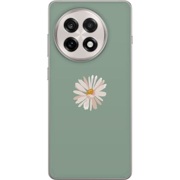 OnePlus 13R Gennemsigtig cover Grøn Minimalblomst - stilfuld blomst på grøn baggrund