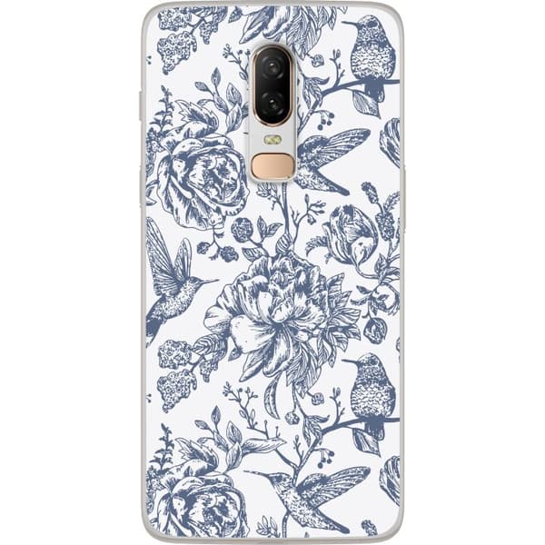 OnePlus 6 Läpinäkyvä kuori Kukat & Linnut - Romanttinen Vintage-tyylinen Kuviointi
