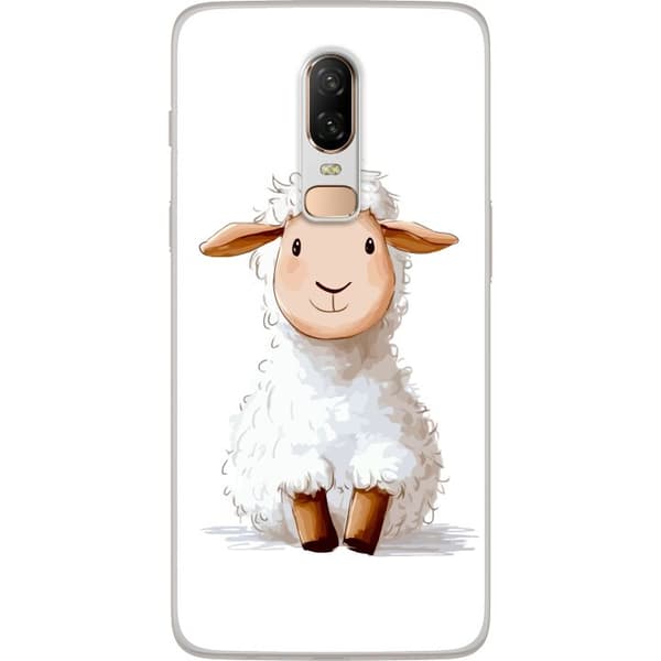 OnePlus 6 Läpinäkyvä kuori Suloinen Lammas - lasten ja vauvan tuotteita sarjakuvatyyliin
