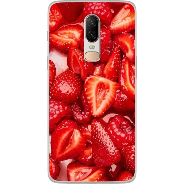 OnePlus 6 Genomskinligt Skal Jordgubbsmönster – sött motiv med sommarkänsla