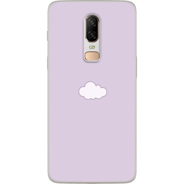 OnePlus 6 Genomskinligt Skal Lila Moln – minimalistiskt moln på lila bakgrund