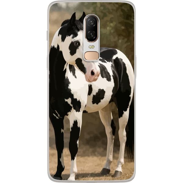 OnePlus 6 Genomskinligt Skal Vacker Häst – elegant illustration av hästmotiv