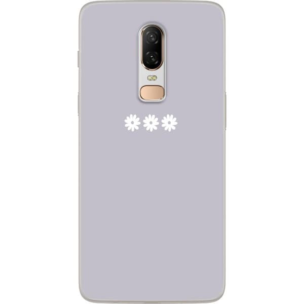 OnePlus 6 Genomskinligt Skal Lila Blomminimalism – stilrent blommotiv på lila bakgrund