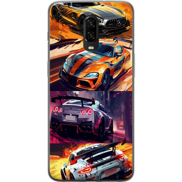 OnePlus 6T Genomskinligt Skal Rally Fever – fartfyllt motiv med rallybilar