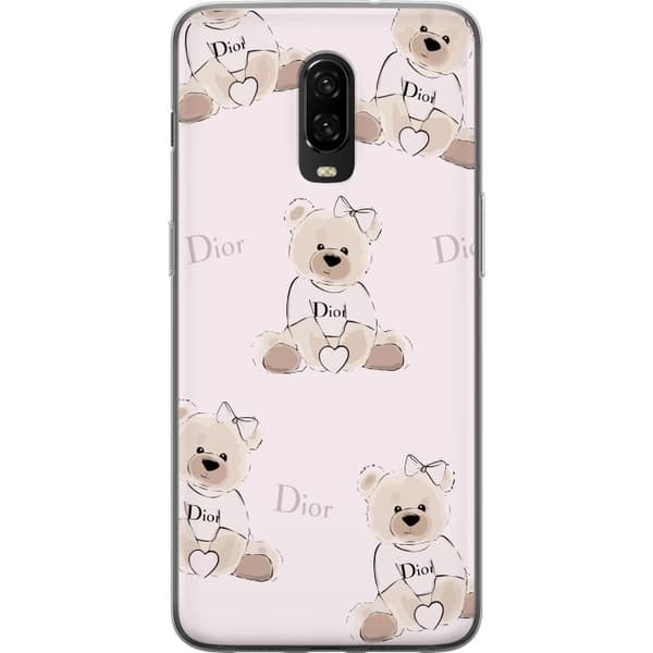 OnePlus 6T Gennemsigtig cover Teddy Dior Vibes - luksuriøs bamse i modetil