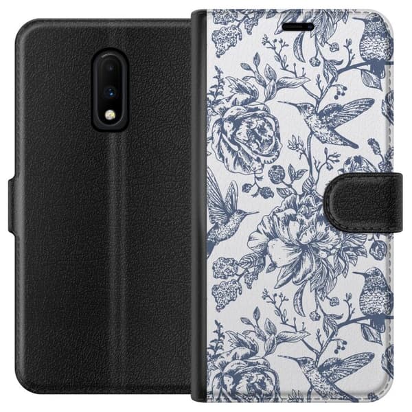 OnePlus 7 Lompakkokotelo Kukat & Linnut - Romanttinen Vintage-tyylinen Kuviointi