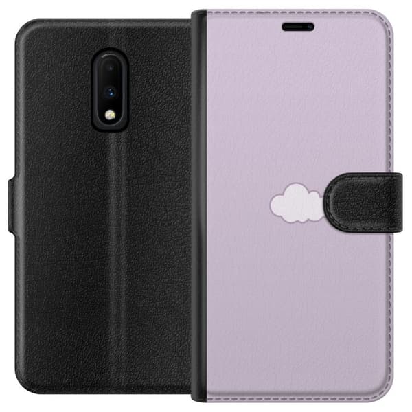 OnePlus 7 Lompakkokotelo Lila Pilvi - minimalistinen pilvi lila taustalla