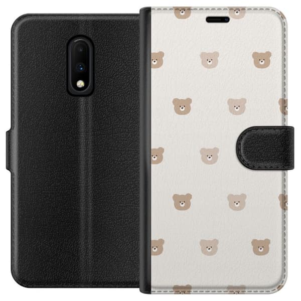 OnePlus 7 Lompakkokotelo Teddy-tausta - söpöt teddykarhut pehmeällä taustalla