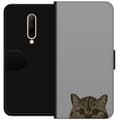 Miniatyrbild 1 av 3: OnePlus 7 Pro Plånboksfodral Grå Kattblick – stilren kattdesign med grå bakgrund