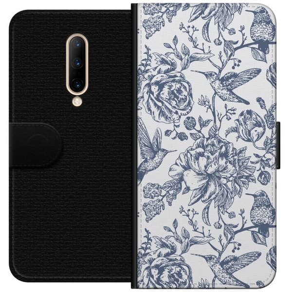 OnePlus 7 Pro Lommeboketui Blomster & Fugler - Romantiskt Vintage-stil Mønster