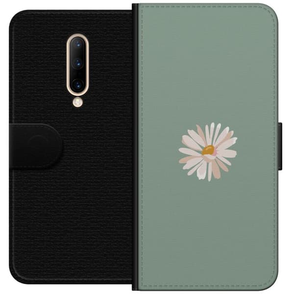 OnePlus 7 Pro Lommeboketui Grønn Minimalblomst - stilren blomst på grønn bakgrunn