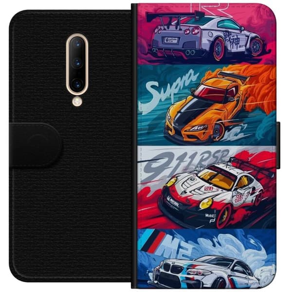 OnePlus 7 Pro Lommeboketui Fartfylte Biler - Tegnet Mønster med Action