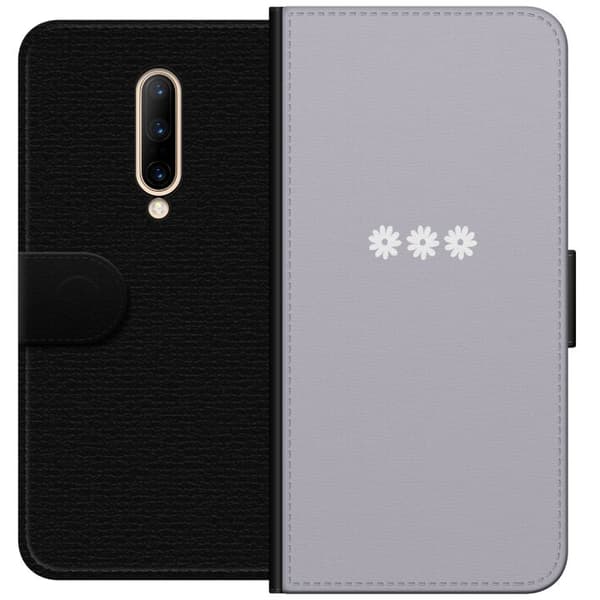 OnePlus 7 Pro Lommeboketui Lilla Blomminimalisme - stilig blomstermotiv på lilla bakgrunn