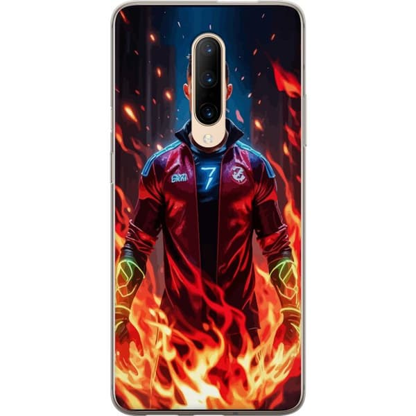 OnePlus 7 Pro Läpinäkyvä kuori Ronaldo Inferno - jalkapallolegenda liekeissä