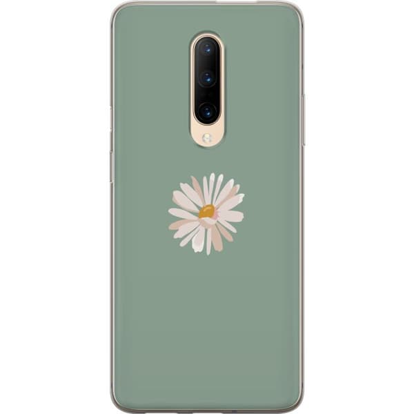 OnePlus 7 Pro Läpinäkyvä kuori Vihreä Minimalikukka - tyylikäs kukka vihreällä taustalla