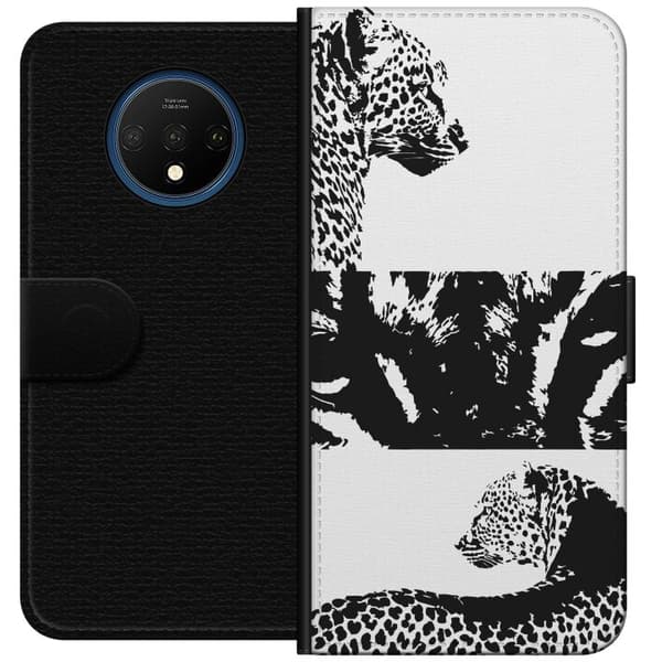 OnePlus 7T Tegnebogsetui Leopard Faces