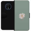 Miniatyrbillede 1 af 3: OnePlus 7T Tegnebogsetui Grøn Minimalblomst - stilfuld blomst på grøn baggrund