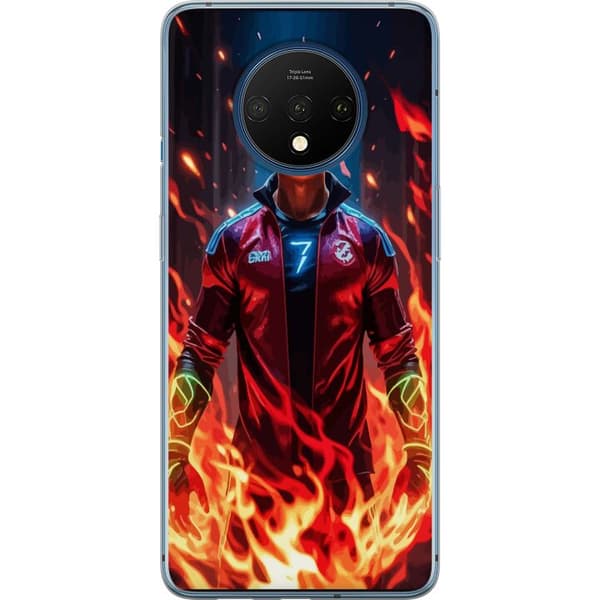 OnePlus 7T Gjennomsiktig deksel Ronaldo Inferno - fotballhelt i flammer