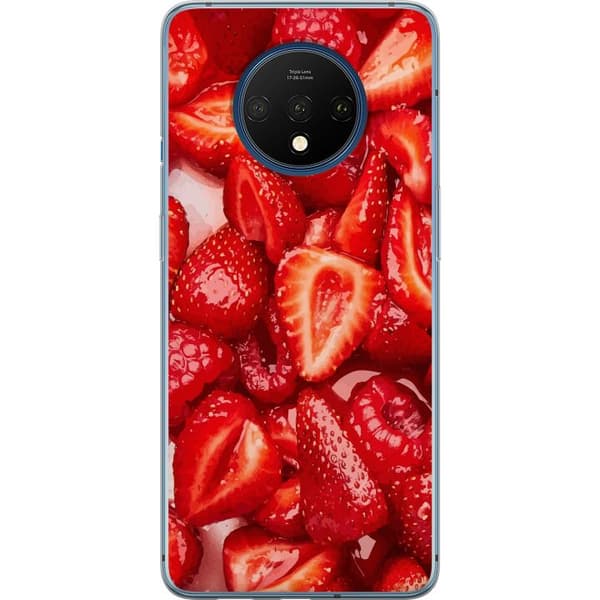 OnePlus 7T Gennemsigtig cover Jordbærmønster - sødt motiv med sommerstemning