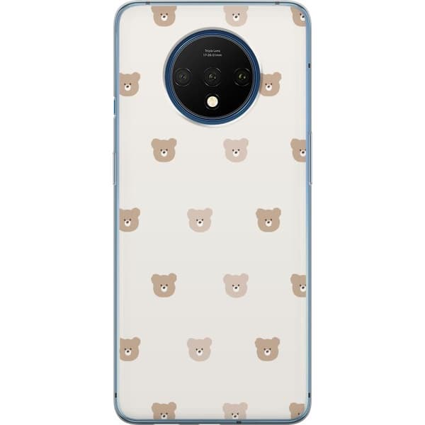 OnePlus 7T Gennemsigtig cover Teddybaggrund - søde teddybjørne mod en blød baggrund