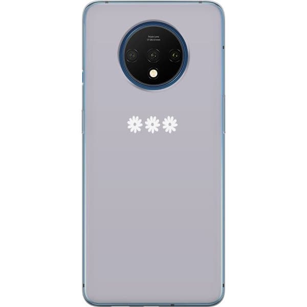OnePlus 7T Genomskinligt Skal Lila Blomminimalism – stilrent blommotiv på lila bakgrund