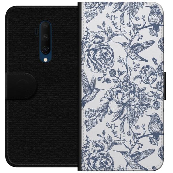 OnePlus 7T Pro Tegnebogsetui Blomster & Fugle - Romantisk Vintage-stil Mønster