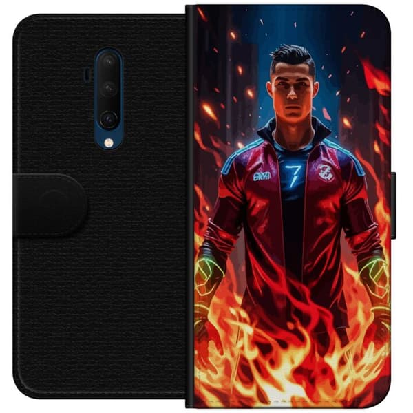 OnePlus 7T Pro Lompakkokotelo Ronaldo Inferno - jalkapallolegenda liekeissä
