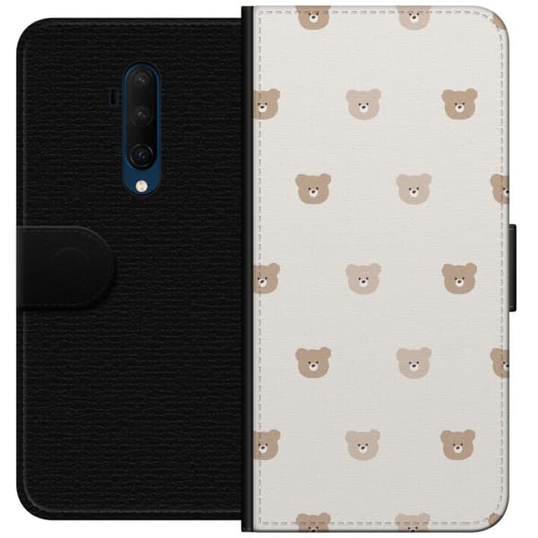 OnePlus 7T Pro Tegnebogsetui Teddybaggrund - søde teddybjørne mod en blød baggrund