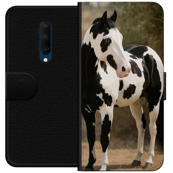 OnePlus 7T Pro Tegnebogsetui Smuk Hest - elegant illustration af hestemotiv