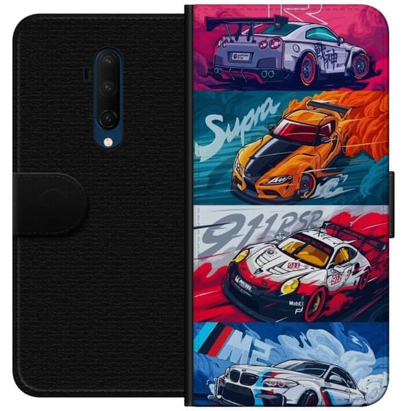OnePlus 7T Pro Lommeboketui Fartfylte Biler - Tegnet Mønster med Action
