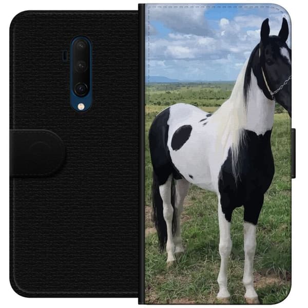OnePlus 7T Pro Tegnebogsetui Hestemagi - stiliseret hest i en rolig farveskala