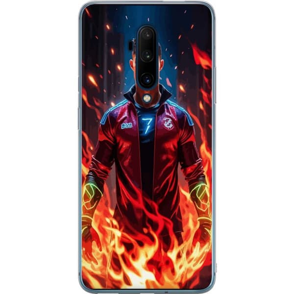 OnePlus 7T Pro Gennemsigtig cover Ronaldo Inferno - fodboldhelt i flammer
