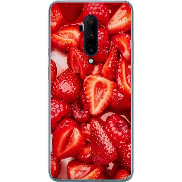 OnePlus 7T Pro Gennemsigtig cover Jordbærmønster - sødt motiv med sommerstemning