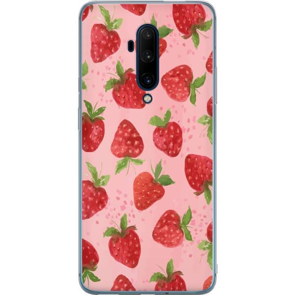 OnePlus 7T Pro Gennemsigtig cover Jordbærdrømme - Retro-stil jordbærmønster