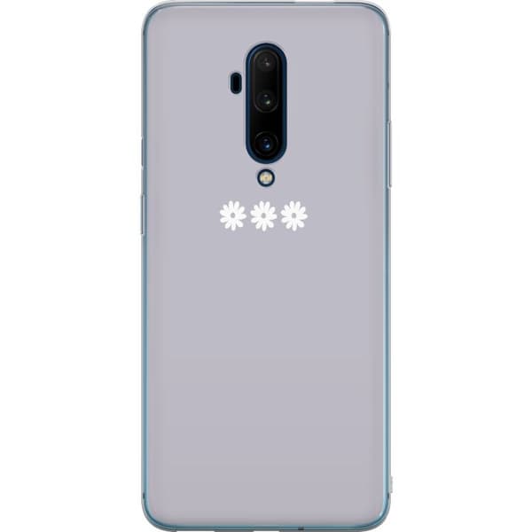 OnePlus 7T Pro Gjennomsiktig deksel Lilla Blomminimalisme - stilig blomstermotiv på lilla bakgrunn