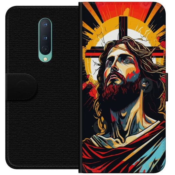 OnePlus 8 Lompakkokotelo Jeesus ja Kortti - uskonnollinen motiivi syvällä symboliikalla