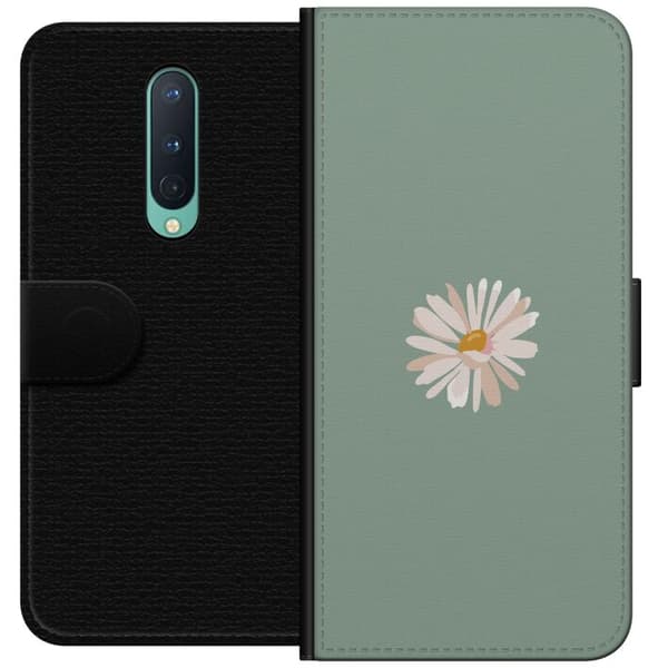 OnePlus 8 Lommeboketui Grønn Minimalblomst - stilren blomst på grønn bakgrunn