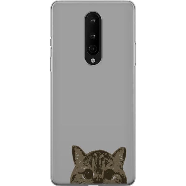 OnePlus 8 Gjennomsiktig deksel Grå Kattblikk - stilren katte design med grå bakgrunn