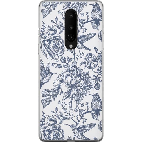 OnePlus 8 Gennemsigtig cover Blomster & Fugle - Romantisk Vintage-stil Mønster