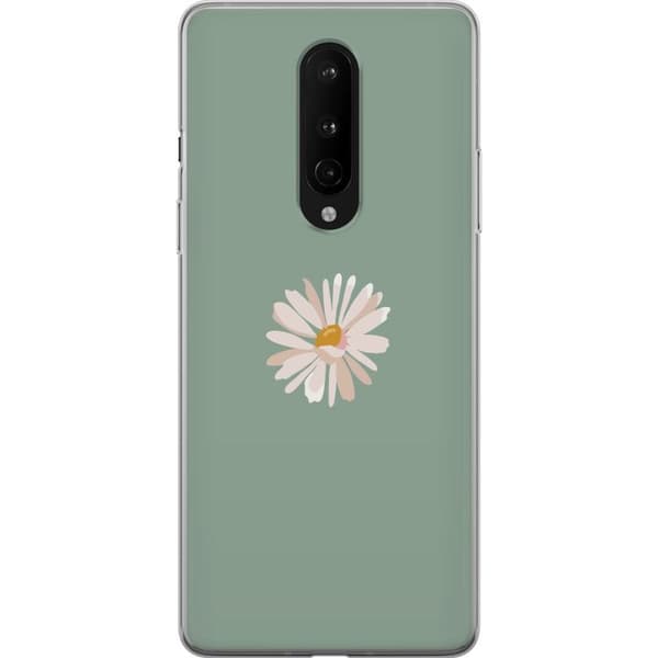 OnePlus 8 Gjennomsiktig deksel Grønn Minimalblomst - stilren blomst på grønn bakgrunn